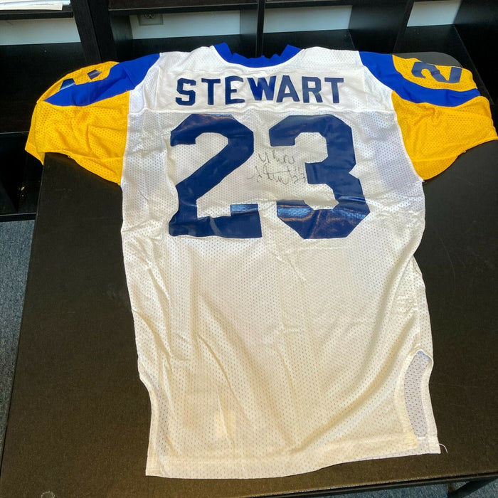 Michael Stewart Signed 1987 Rookie Game Used Los Angeles Rams Jersey JSA COA