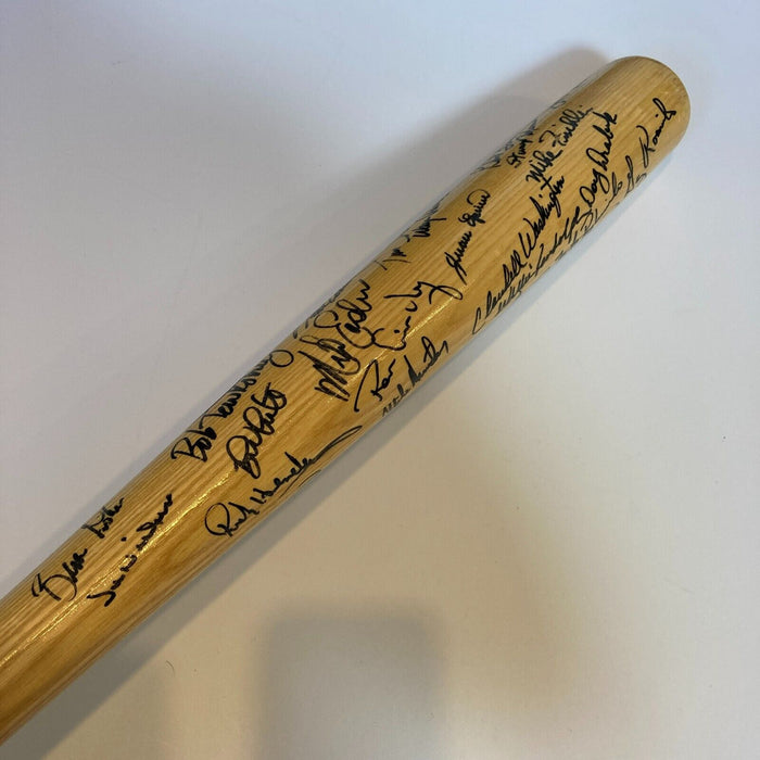 1986 New York Yankees Team Signed Baseball Bat Don Mattingly JSA COA