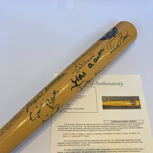 Ernie Banks HOF MVP Signed Heavily Inscribed STATS Baseball Bat JSA COA