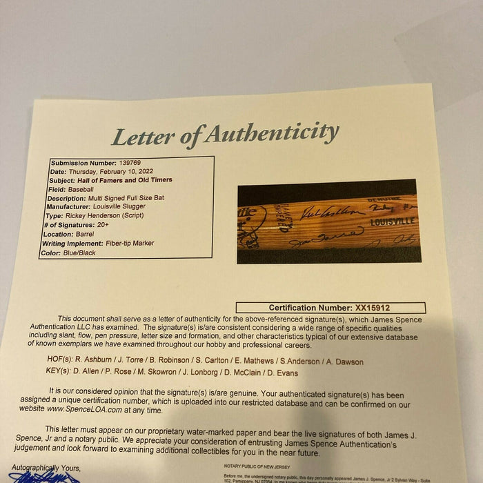 Hall Of Fame Legends Multi Signed Baseball Bat With 20+ Sigs JSA COA