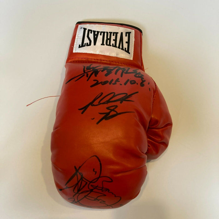 Boxing HOF 2015 Class Signed Glove Ray Mancini  Riddick Bowe Yoko Gushiken JSA