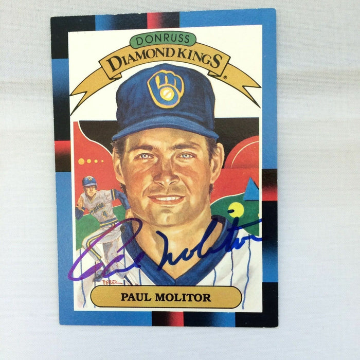 Paul Molitor Signed Autographed 1988 Donruss Diamond Kings Baseball Card JSA COA