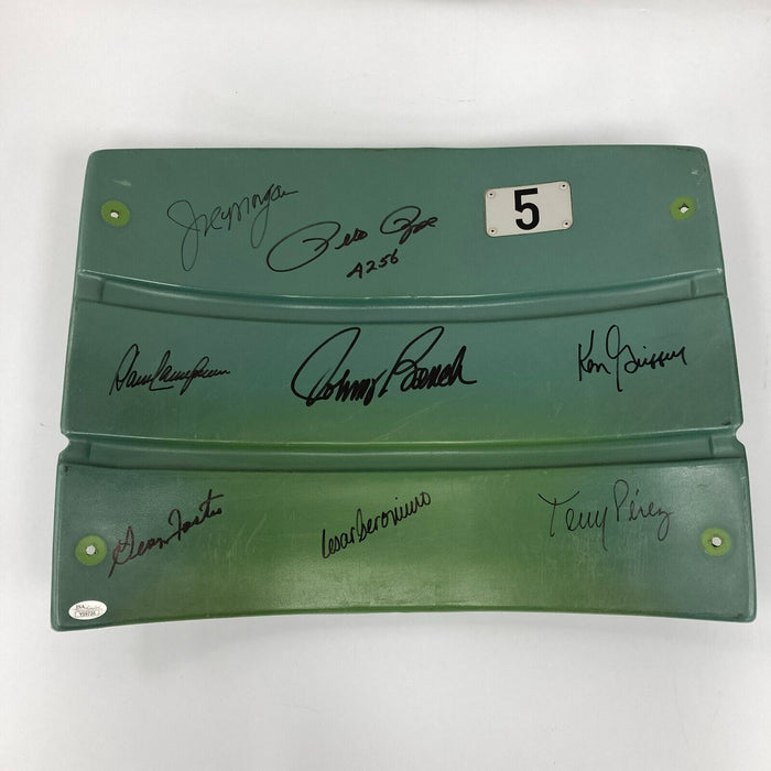 Pete Rose Johnny Bench "Great 8" Big Red Machine Signed Game Used Seatback JSA