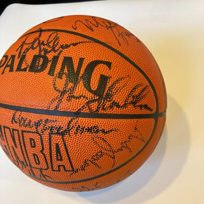 1990-91 Utah Jazz Team Signed NBA Game Basketball Karl Malone Stockton JSA COA