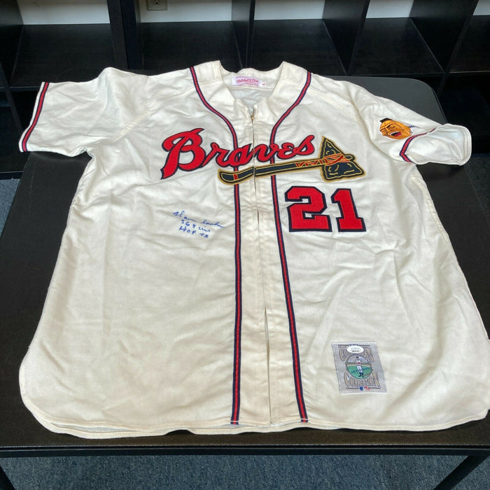 Warren Spahn Signed Auto Jersey Inscr “HOF 73-363 Wins” Milwaukee Braves  beckett