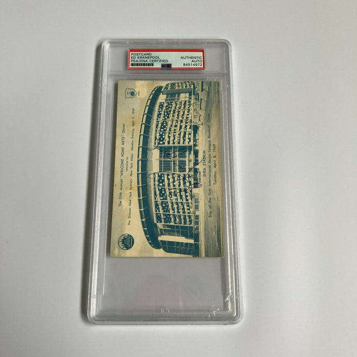 Ed Kranepool Signed 1969 New York Mets Shea Stadium Postcard PSA DNA RARE