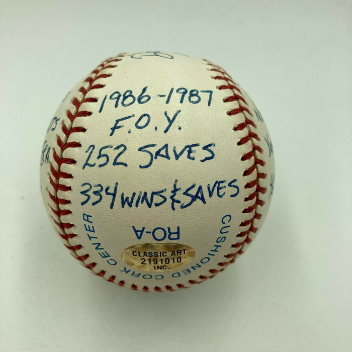 Dave Righetti Signed Heavily Inscribed Stat Baseball With JSA Sticker