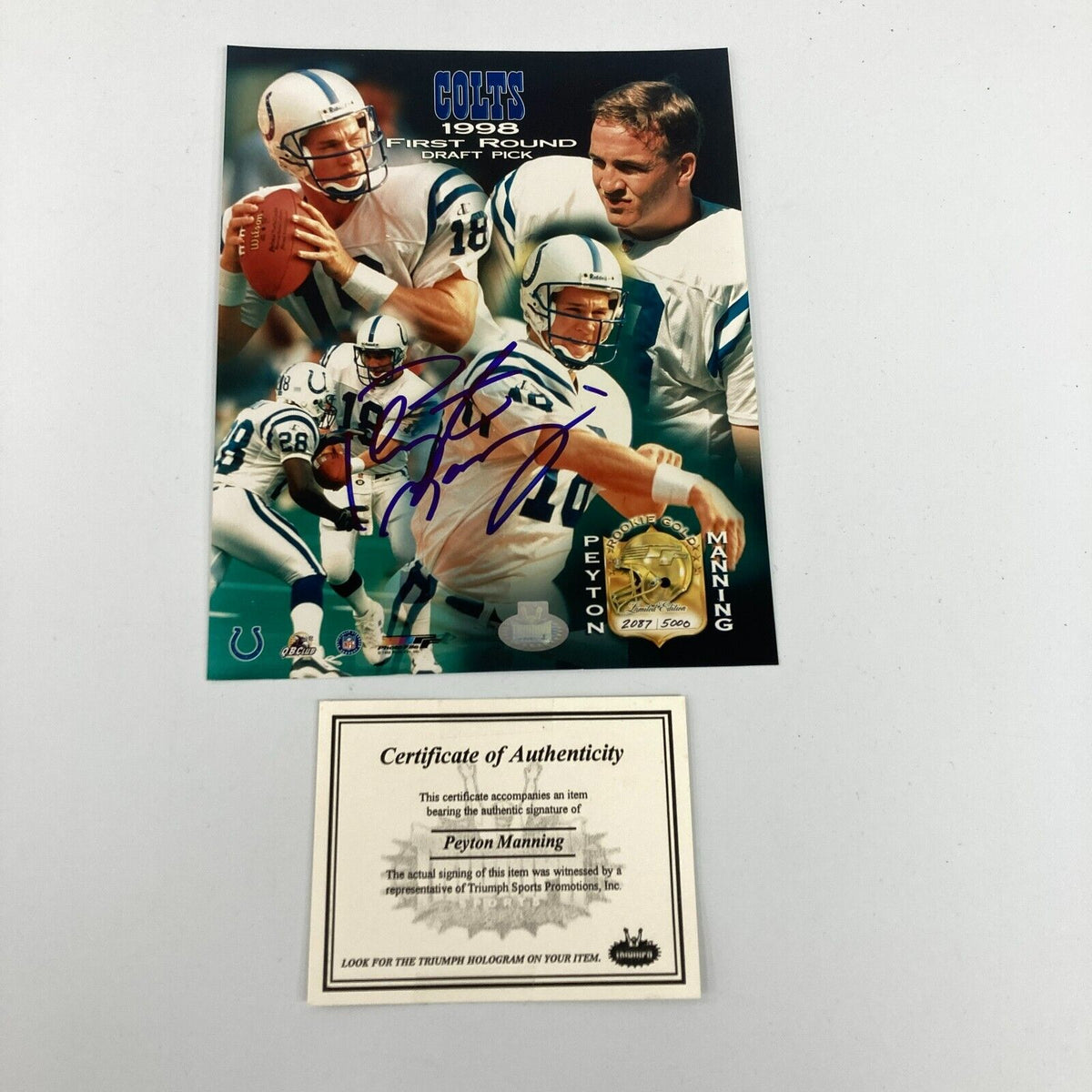 Signed Peyton Manning Colts Football Card – Super Sports Center