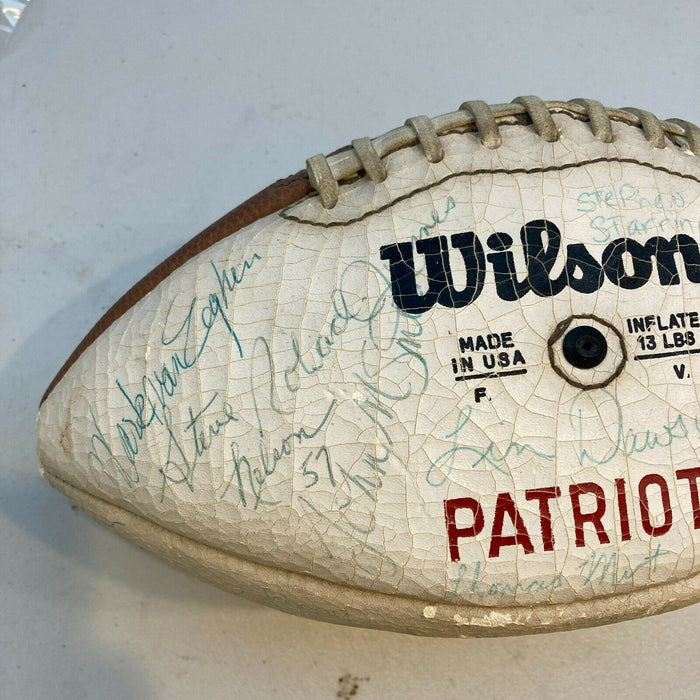 1985 New England Patriots Team Signed Vintage Wilson Football