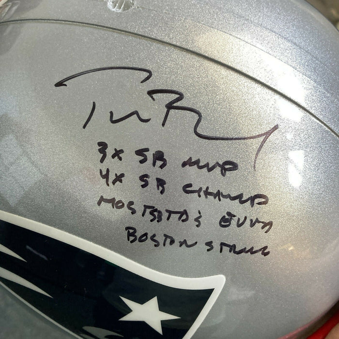 Tom Brady Super Bowl MVP Signed Heavily Inscribed Patriots Helmet Tristar COA