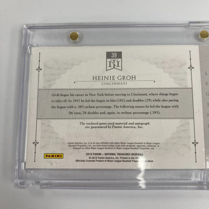 2015 National Treasures Heinie Groh Auto Game Used Bat Booklet 1/1 One Of One