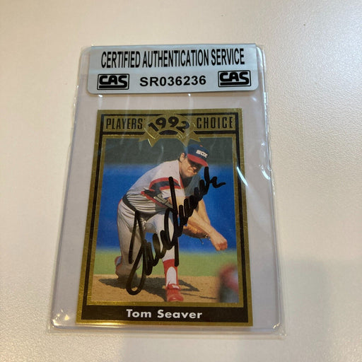 1992 Tom Seaver Players Choice Signed Baseball Card CAS Certified Auto