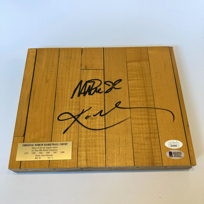 Kobe Bryant & Magic Johnson Signed Los Angeles Lakers Forum Game Used Floor JSA