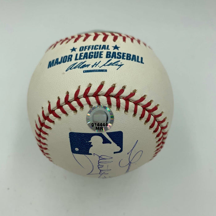 Mariano Rivera Don Mattingly Yogi Berra Yankees Legends Signed Baseball JSA COA