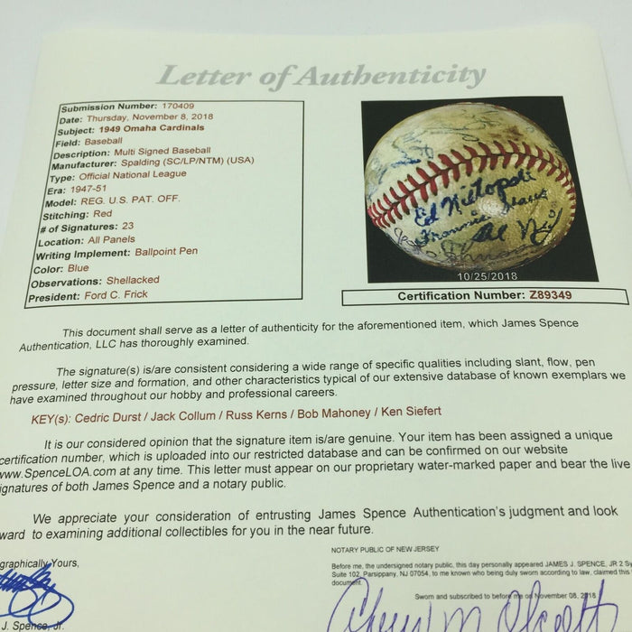 Rare Cedric Durst Team Signed National League Baseball 1927 Yankees With JSA COA