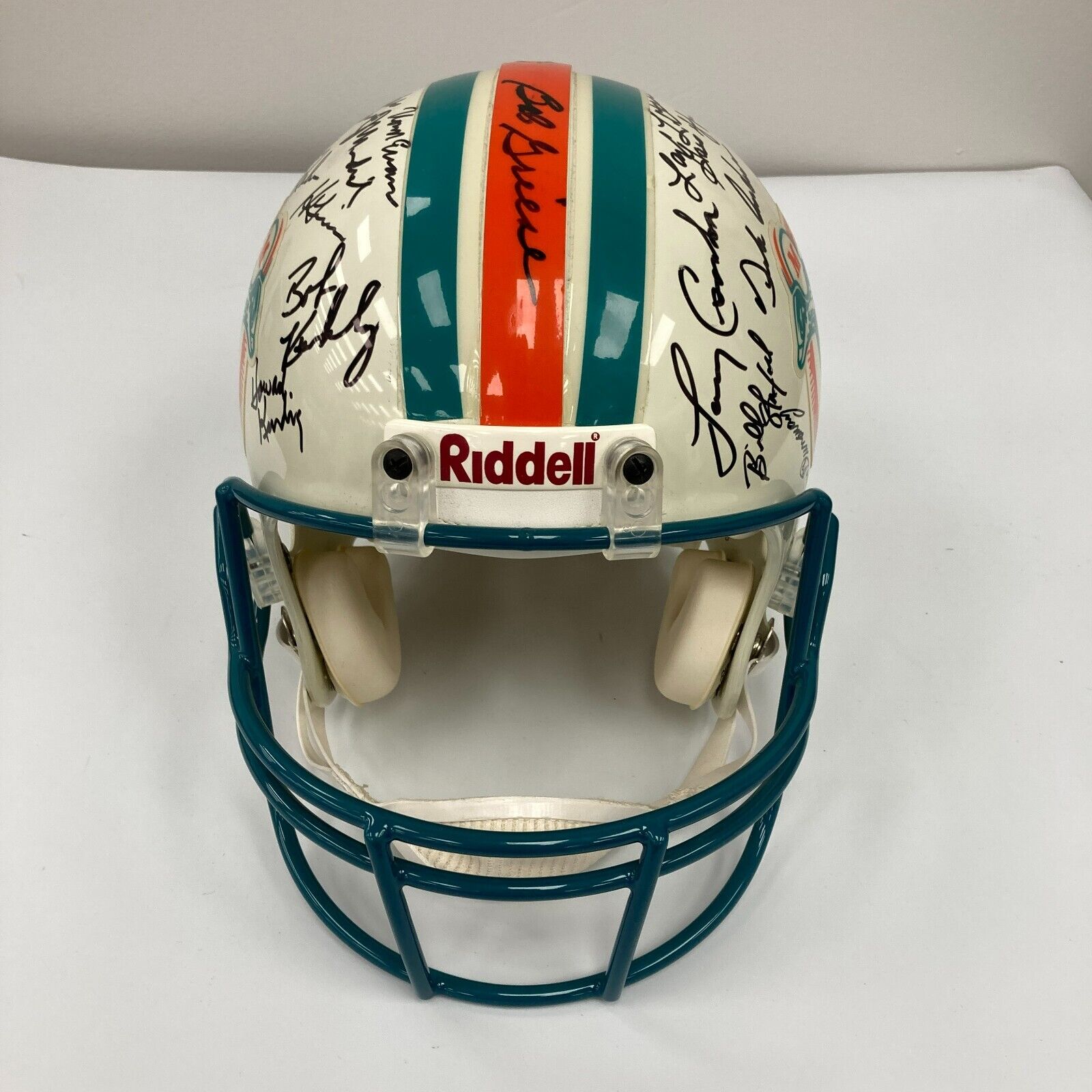 1972 Miami Dolphins Undefeated Team Signed Helmet COA JSA Griese