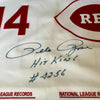 Pete Rose Hit King #4256 Signed Inscribed Cincinnati Reds STAT Jersey JSA COA