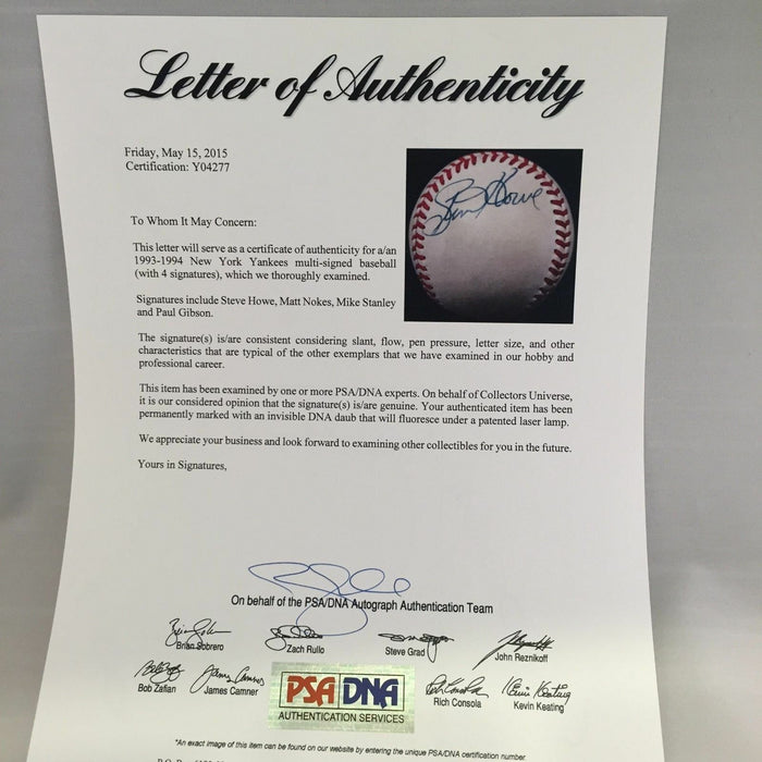 Steve Howe Signed Autographed AL Baseball PSA DNA COA #Y04277