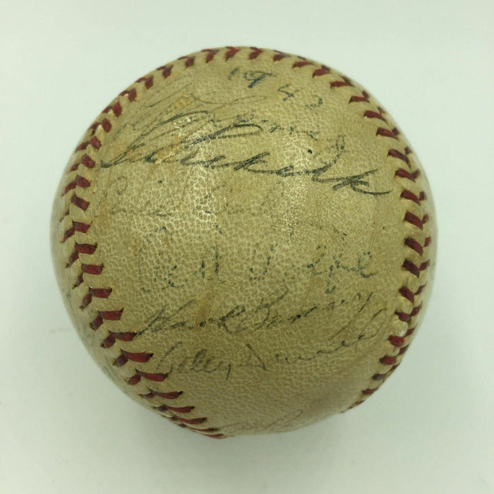 1942 New York Yankees AL Champs Team Signed Baseball Joe Dimaggio JSA COA