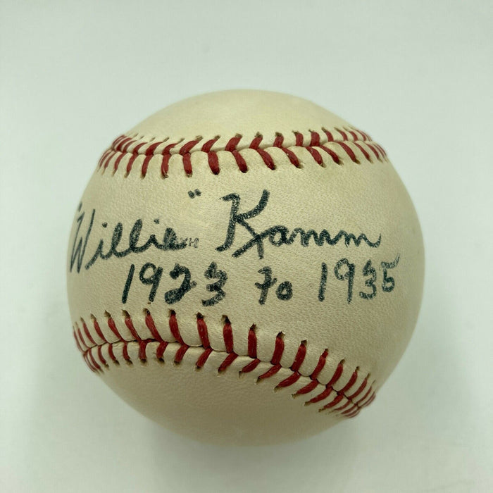 Tough Willie Kamm Single Signed & Inscribed Baseball Chicago White Sox PSA/DNA