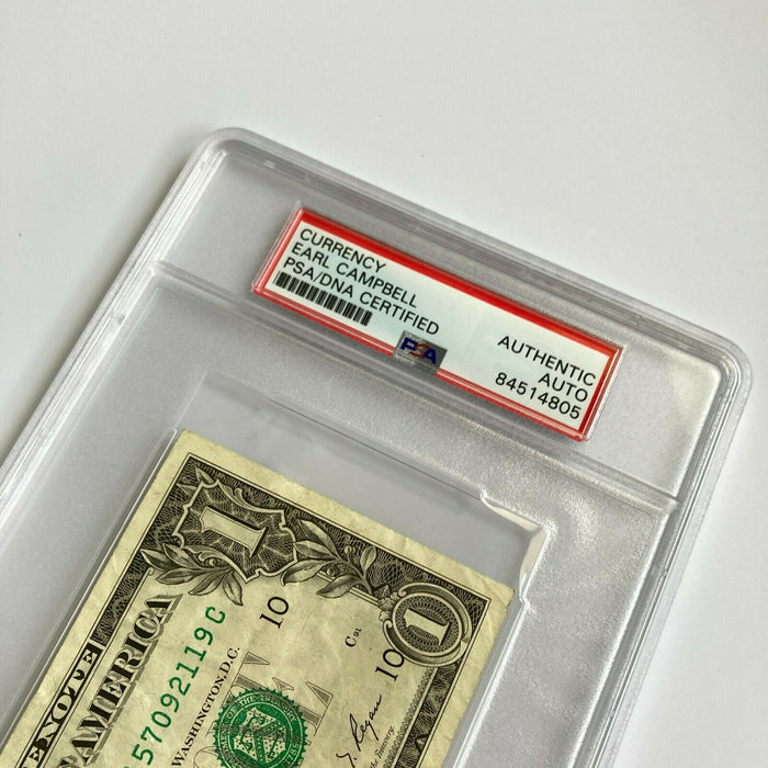 Earl Campbell Signed Autographed $1 One Dollar Bill PSA DNA COA NFL