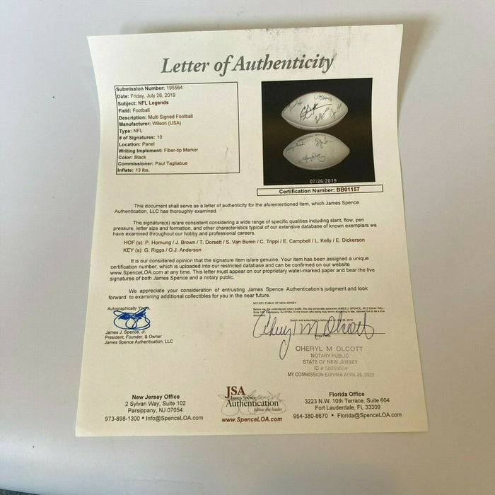 Jim Brown Emmitt Smith NFL Running Back Legends Signed Football JSA COA