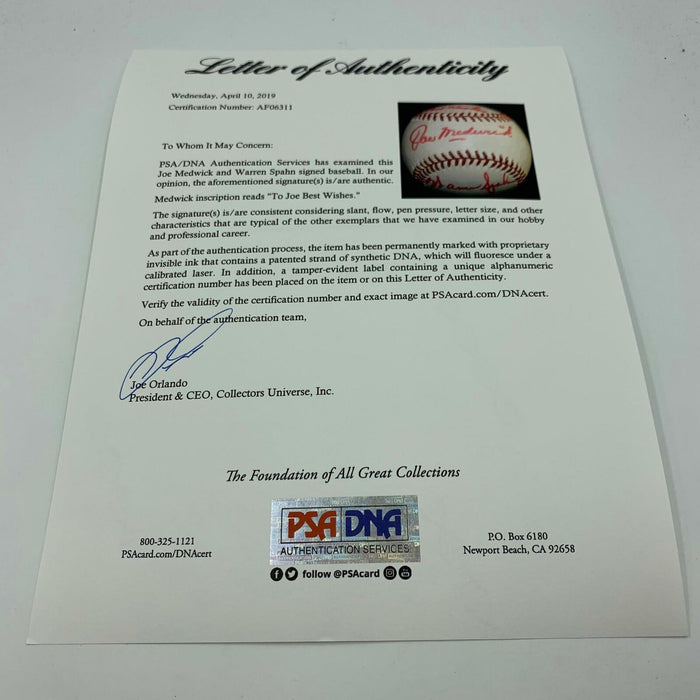 Rare Joe Medwick Signed Autographed Baseball "To Joe" With PSA DNA COA HOF