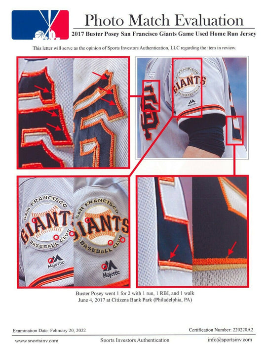 Buster Posey Signed Giants Authentic Majestic On Field Jersey (LOJO COA)