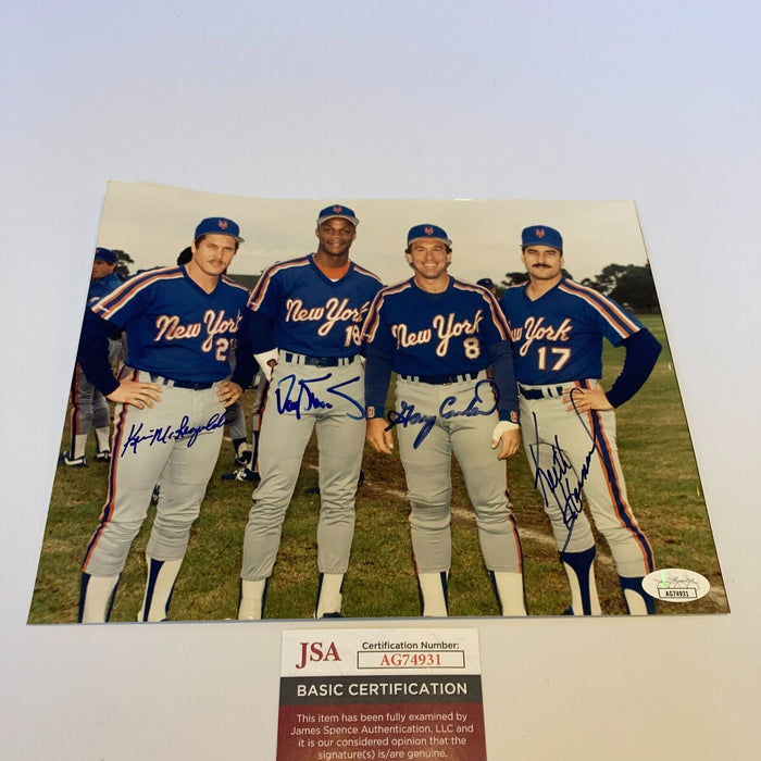 Gary Carter Keith Hernandez Darryl Strawberry 1986 Mets Signed Photo JSA COA