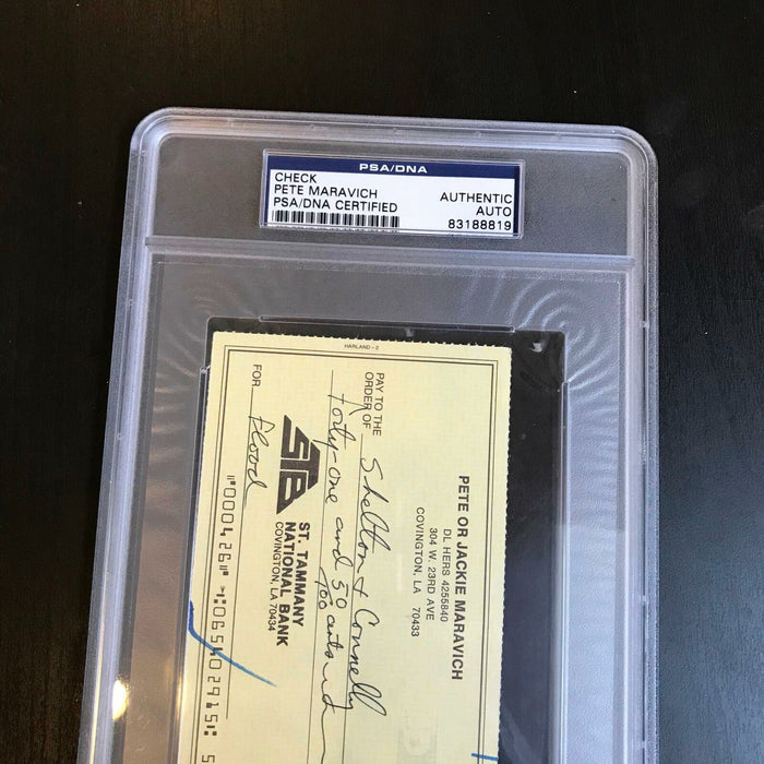 Pete Maravich "Pistol Pete" Signed Handwritten Original 1986 Check PSA DNA COA
