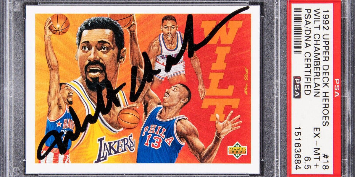 1992-93 Upper Deck Heroes Wilt Chamberlain Signed Basketball Card