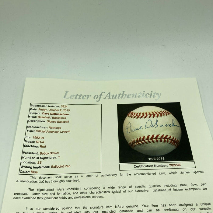 Dave DeBusschere Signed Autographed Baseball New York Knicks NBA With JSA COA