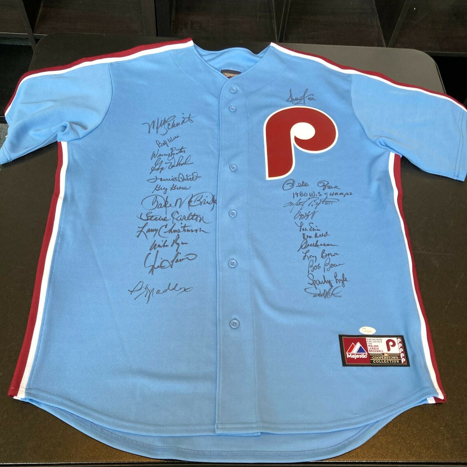 1980 Philadelphia Phillies World Series Champs Team Signed Jersey JSA COA