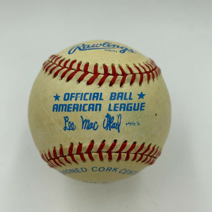 Joe Dimaggio Single Signed Vintage American League Lee Macphail Baseball