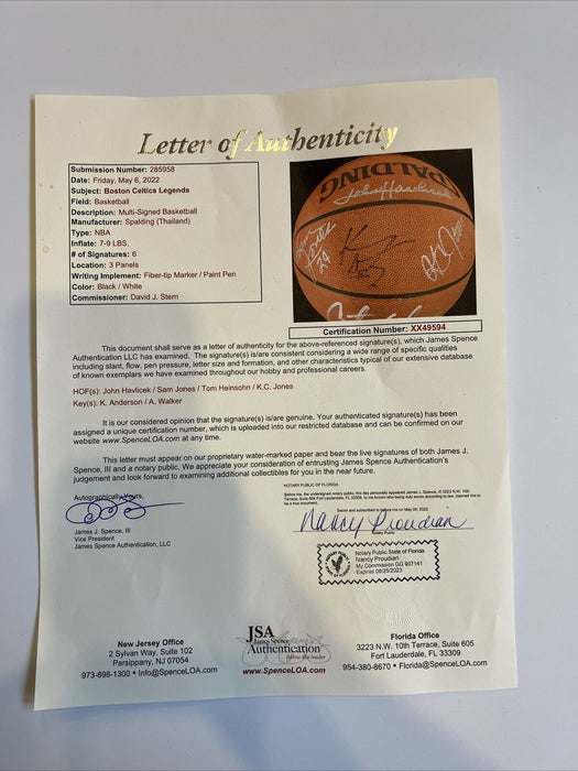Boston Celtics HOF Legends Signed Basketball John Havlicek Tom Heinsohn JSA COA