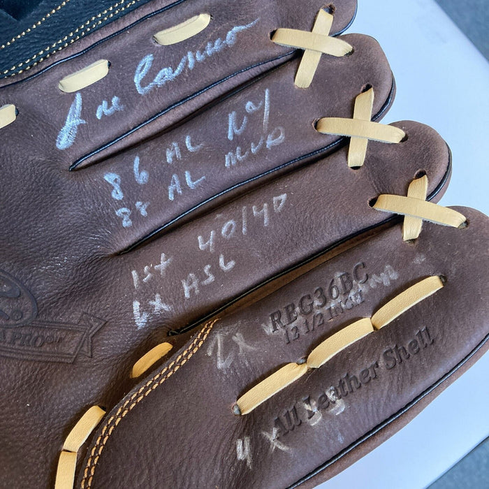 Jose Canseco Signed Heavily Inscribed Career STAT Baseball Glove Beckett Holo