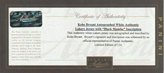 Kobe Bryant Signed Limited Edition Lakers Jersey Inscribed 08 MVP (Panini  COA)