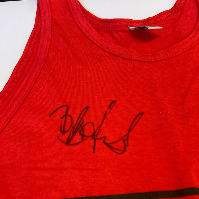 B.J. Armstrong Signed Chicago Bulls Back To Back Champs T-shirt Beckett