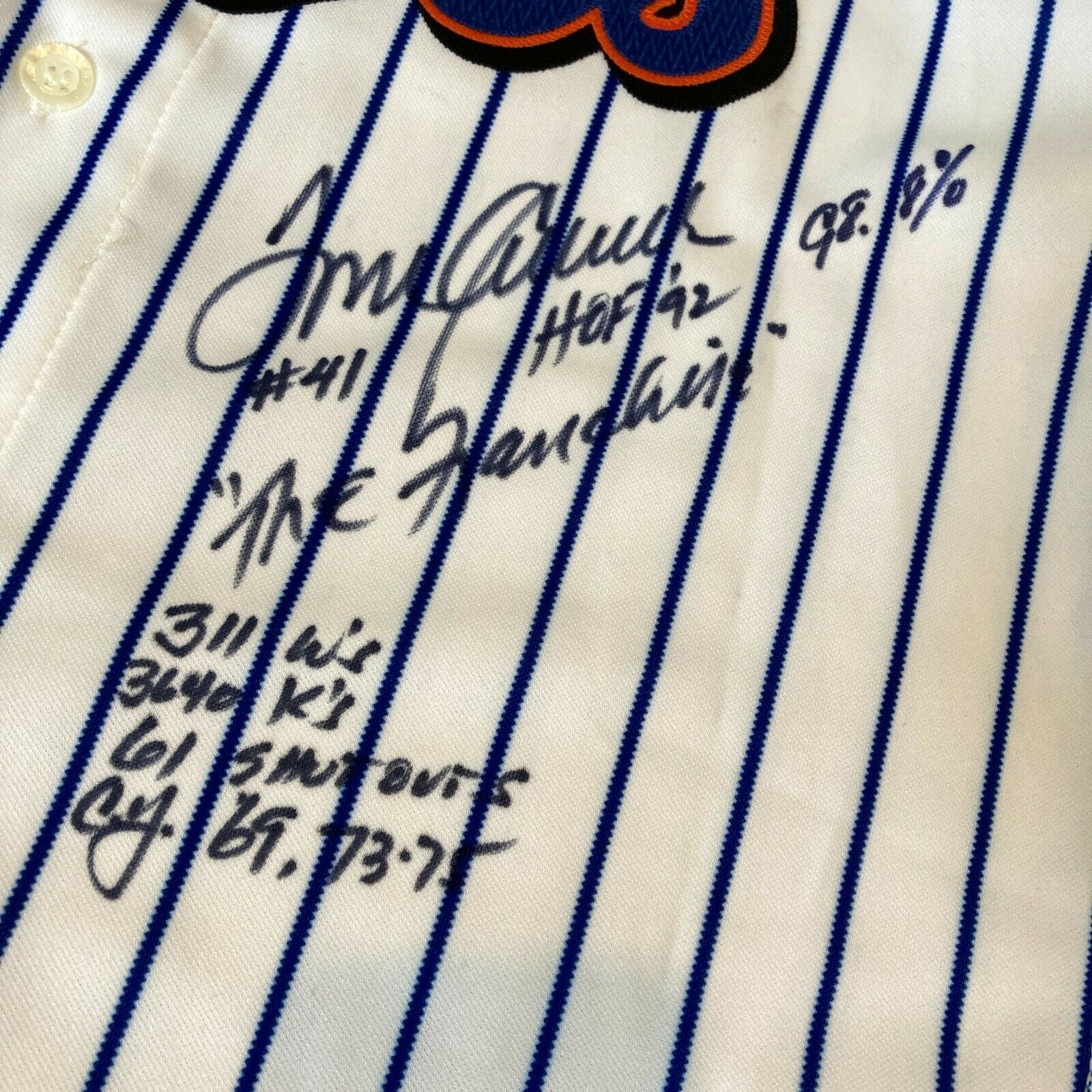 Lot Detail - Tom Seaver Signed & Inscribed New York Mets Home Flannel Jersey  In 37x34 Framed Display (JSA)