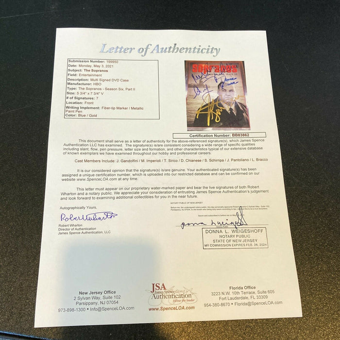 James Gandolfini The Sopranos Cast Signed DVD Set With 7 Signatures JSA COA