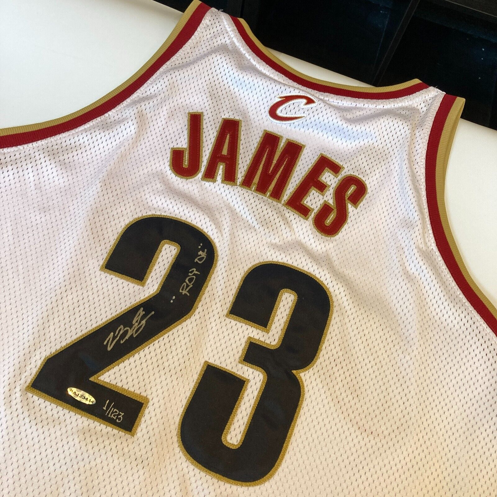 LeBron James Signed LE Cavaliers Career Highlight Jersey Inscribed ROY 04  (UDA COA)