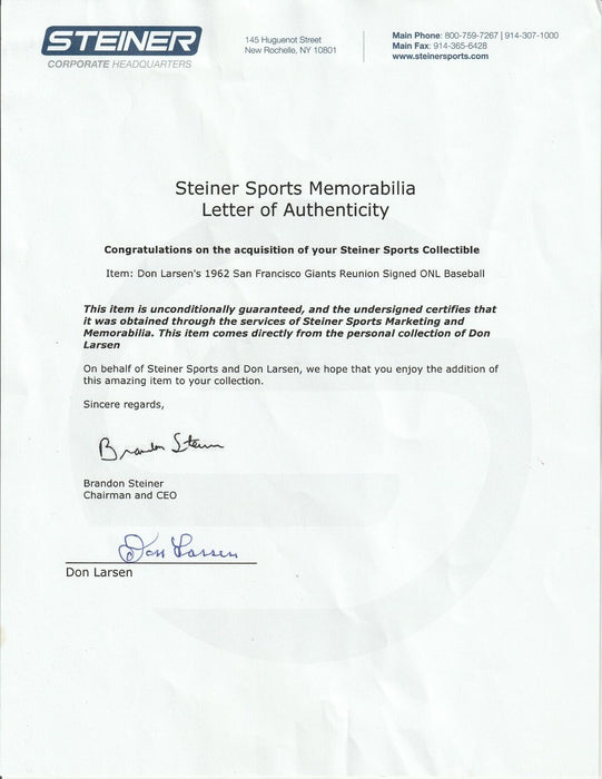 1962 San Francisco Giants National League Champs Team Signed Baseball JSA COA