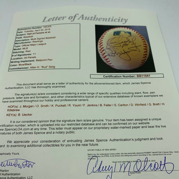 Kirby Puckett Harmon Killebrew George Brett Ozzie Smith HOF Signed Baseball JSA