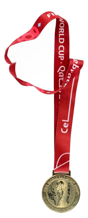 Lionel Messi Signed Inscribed 2022 FIFA World Cup Qatar Gold Medal JSA COA