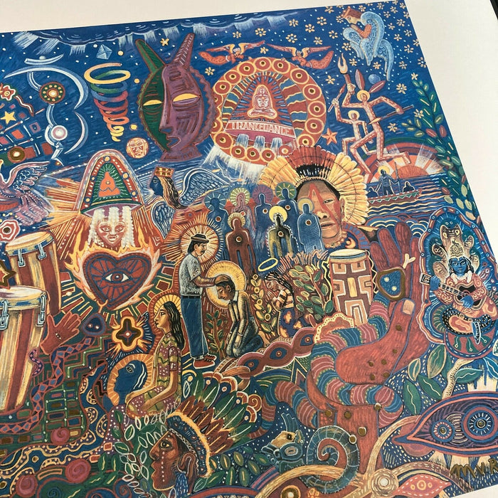 Carlos Santana Signed Large Art 21x34 Lithograph With JSA COA "Santana"