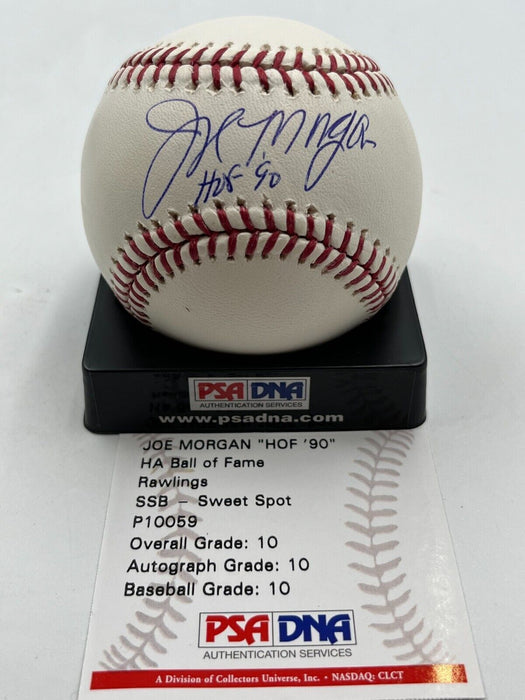 Joe Morgan HOF 1990 Signed Major League Baseball PSA DNA Graded 10 GEM MINT