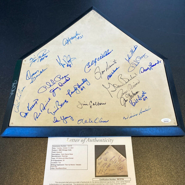 Rare 1969 Chicago Cubs Team Signed Home Plate 26 Sigs Ernie Banks With JSA COA