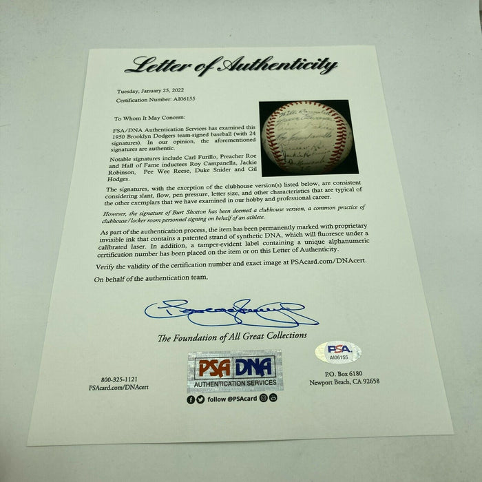 Jackie Robinson Roy Campanella 1950 Brooklyn Dodgers Signed Baseball PSA DNA COA