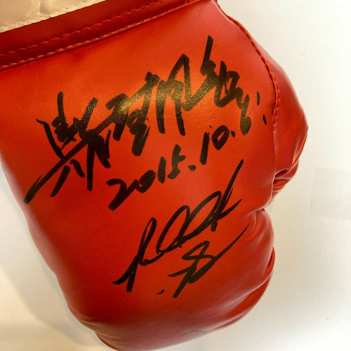 Boxing HOF 2015 Class Signed Glove Ray Mancini  Riddick Bowe Yoko Gushiken JSA