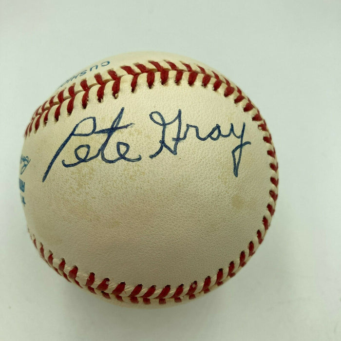 Rare Jim Abbott & Pete Gray One Handed Pitchers Signed Baseball JSA COA